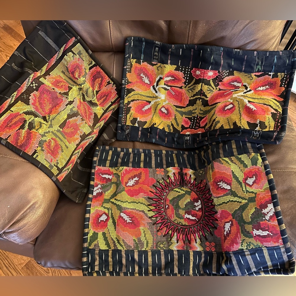 Artisan made pillow covers. Tulip design. Made in Chichicastenango Guatemala.
